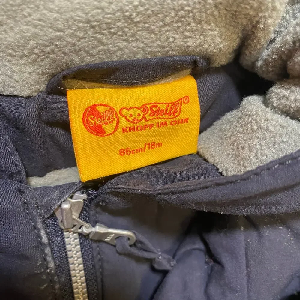 Steiff Kids 18 Month Reflective Trim Navy Blue Winter Jacket Coat Hooded Lined